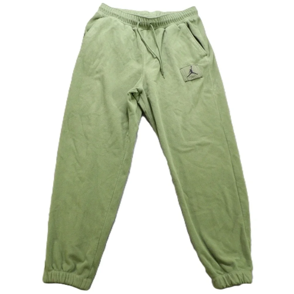 Jordan Flight Fleece Sweatpants Men L Green Jumpman Logo Pocket Joggers Gym Wear
